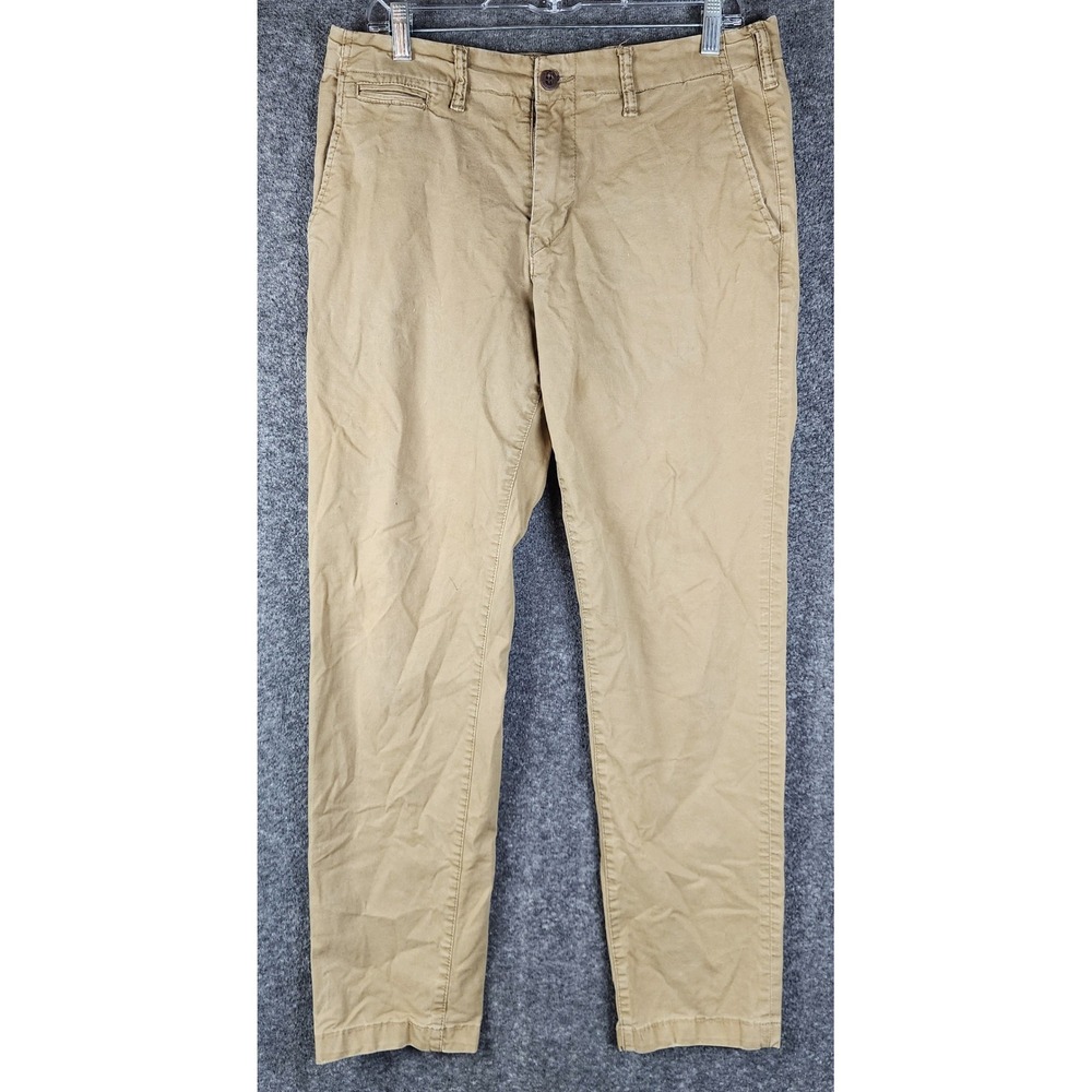 American Eagle Chino Pants Mens 32x34 Slim Straight Khaki Tan Flex Stretch EUC